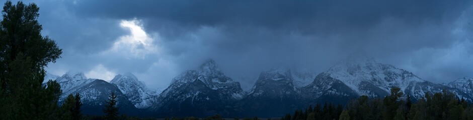 Clouds and Peaks, Grand Teton National Park, Wyoming, Usa, America