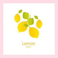 Food card with a lemon fruit. Flat design. Vector banner. - 390873002