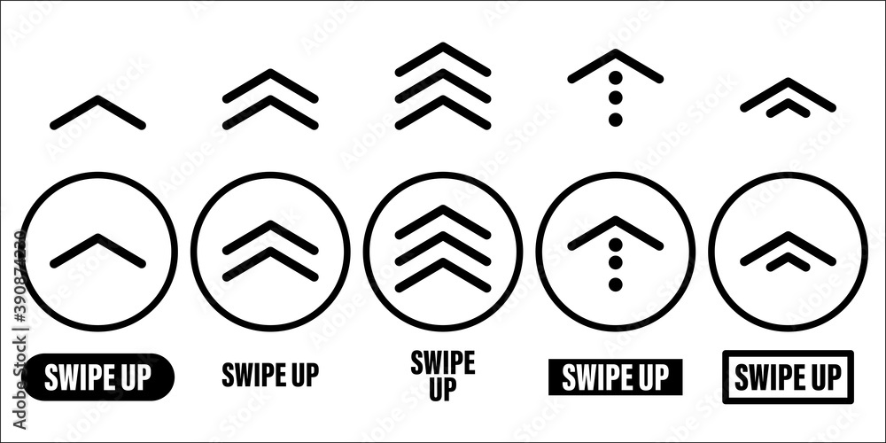 Aufkleber swipe up icon vector button. scroll arrow pointing up. drag to read learn more. isolated on white ba