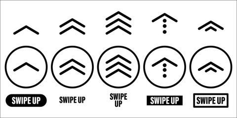 swipe up icon vector button. scroll arrow pointing up. drag to read learn more. isolated on white background. internet graphic concept. modern shape line.