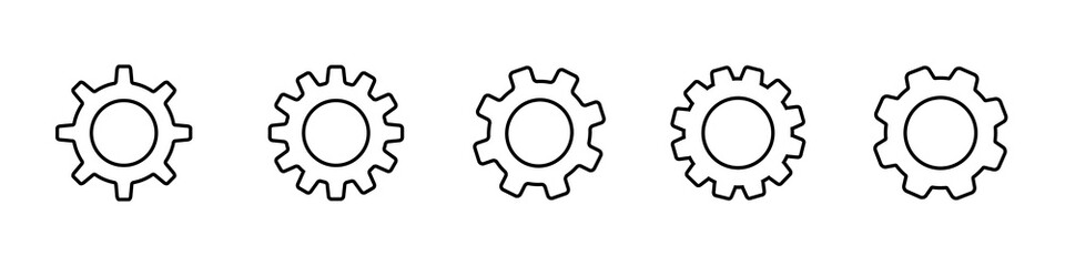 gear wheel black vector icon. cogwheel configuration set on white background. mechanical technical work worked power sign. cog wheel symbol