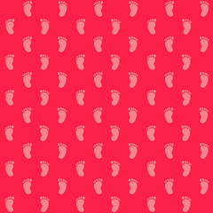 brown leg foot print left and right on red background repeat pattern
