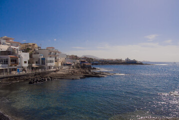 Fototapeta na wymiar Attractive hotels overlooking the coast at La Caleta, Teneriffe, Canary islands, Spain