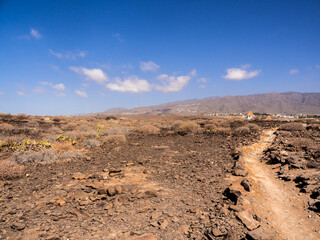 Dry and barren land at La Caleta national park, La Caleta, Teneriffe, Canary Islands, Spain