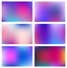 Set of bright smooth and blurry colorful gradient mesh