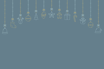 Fototapeta na wymiar Xmas icons on blue background. Christmas decoration. Vector illustration