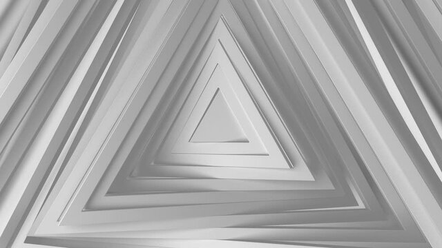 Abstract white triangle waving, pattern of triangle with the effect of displacement. White clean shape animation. Abstract background for business presentation. Seamless loop 4k 3d render