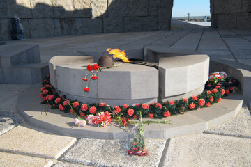  Eternal flame on the graves of 800,000 soldiers killed by the German fascists in the Sambek...