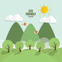 ECO FRIENDLY. Ecology concept with tree background. Vector illustration
