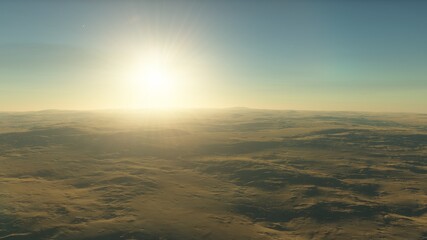 science fiction landscape, view from a beautiful planet, beautiful space background, alien planet landscape 3d render