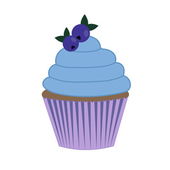 Cupcake vector illustration isolated on white background. Coffee break party element in flat cartoon style. 