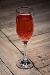 A glass of hard seltzer brewed at home