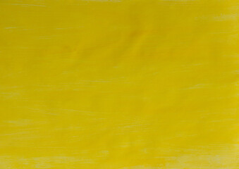 Abstract yellow background. Bright yellow background painted with gouache. Background, copy space. Artistically blurry. Paper texture