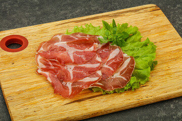 Smoked pork neck slices snack