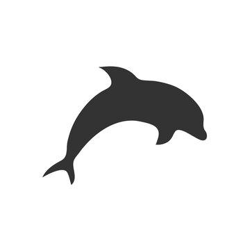 Dolphin silhouette icon. Animal shape vector illustration isolated on white