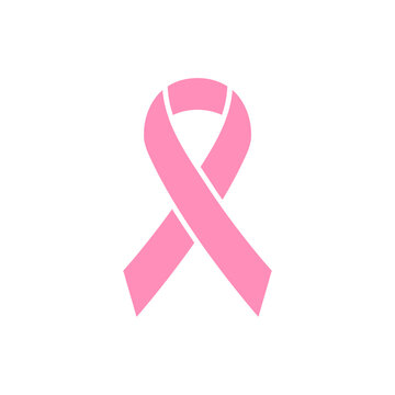 Pink Awareness Ribbon Icon. Breast Cancer symbol. Vector Illustration Isolated.