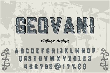 vintage font, typeface vector design, classic lettering, gray style background