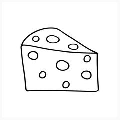 Cheese icon isolated on white. Stencil food. Sketch vector stock illustration. EPS 10