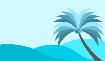 Fototapeta na wymiar Abstract coconut tree landscape flat background illustration. Suitable for banners, wallpapers and websites. Vector