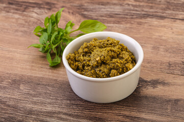 Green sauce pesto with basil