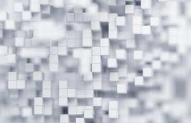 Abstract 3d render, white geometric background design with cubes