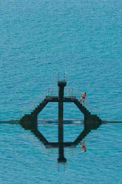 pool and reflection, brittany