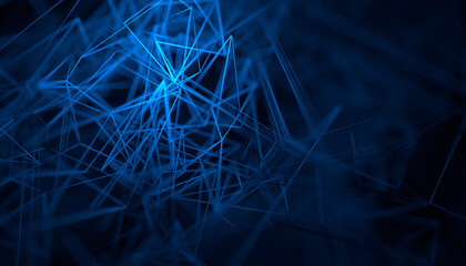 Abstract 3d render, blue background design, network concept
