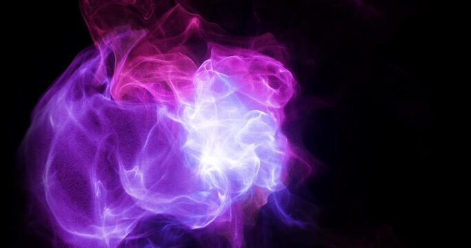 Smoke with cycling color spectrum on a black background. Bright colorful smoke. Beautiful abstract background. smoke texture. Pattern. 3D render, 4K loop.