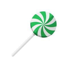 Vector flat design Christmas Green Swirl Lolipop