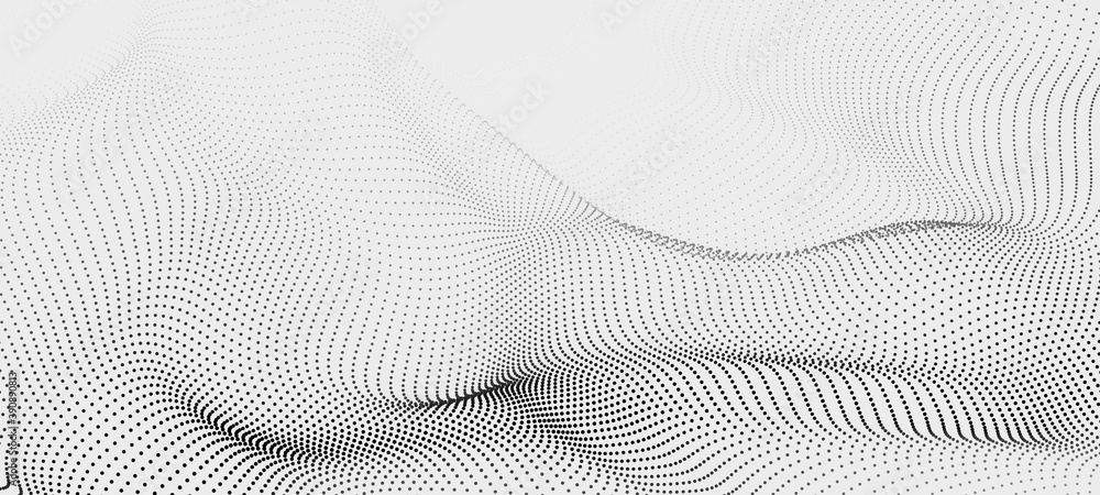 Poster vector wave of dark particles on white background. technology backdrop. pattern for presentations. v
