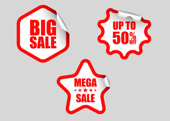 Stickers. Set of white stickers. Vector stickers. Paper stickers.