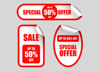 Stickers. Set of white stickers. Vector stickers. Paper stickers.