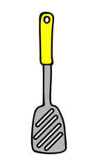 Hand drawn vector illustration of kitchen spatula. Doodle style.