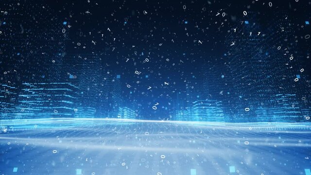 Digital city and binary numbers cyberspace network animation.