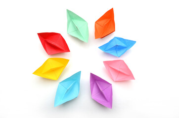 Color Origami Paper Boats