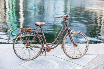 An old sunken Bicycle that was pulled out of the water