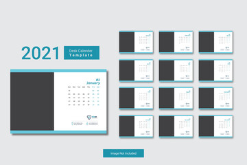 2021 Desk calendar template design for corporate business with creative and professional layout