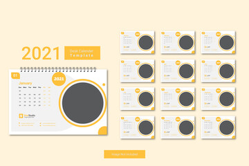 2021 Desk calendar template design for corporate business with creative and professional layout