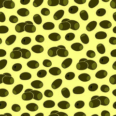 Seamless pattern of olive fruits. Vector. Decor element. Suitable for label or kitchenware design.