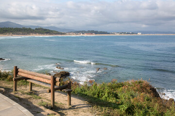 Wooden Seat in Loredo Beach; Santander; Cantabria