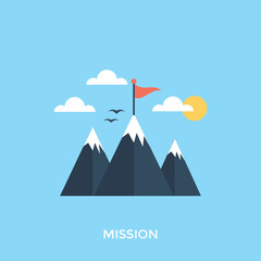 
Illustration mission accomplished, mountain flag
