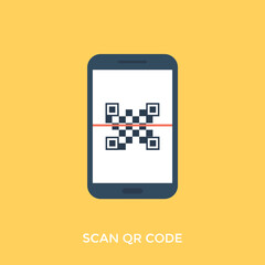 
Qr code scan illustration, smartphone scanning 
