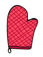 Hand drawn vector illustration of kitchen potholder. Doodle style.