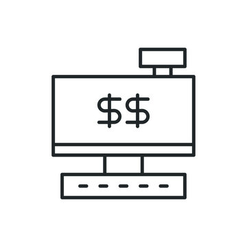 cash register icon, black outline clip art preview