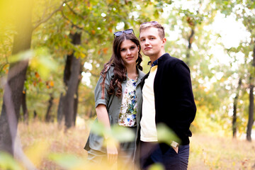 heterosexual couple portrait lifestyle candid photo, outdoor