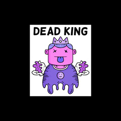 Dead king, illustration with hipster style. Vector graphics for t-shirt prints and other uses.