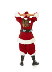 Santa Girl Rear View Hands On Head