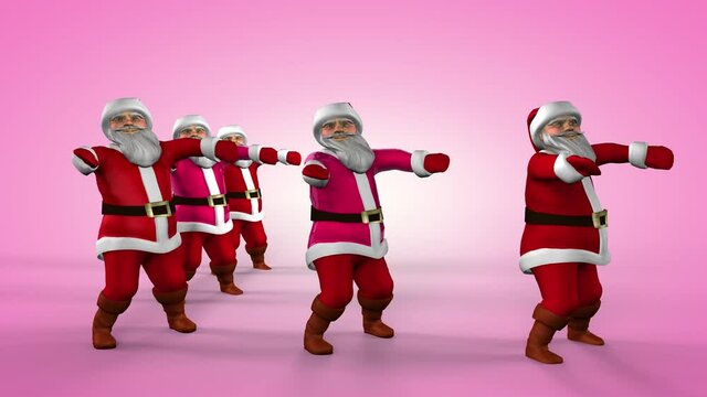 Merry Christmas Santa Clauses are dancing. 3d rendering