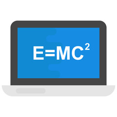 
A laptop screen with formula, flat vector icon design of scientific formula
