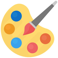 
Flat vector icon of color palette and a brush, painting tray
